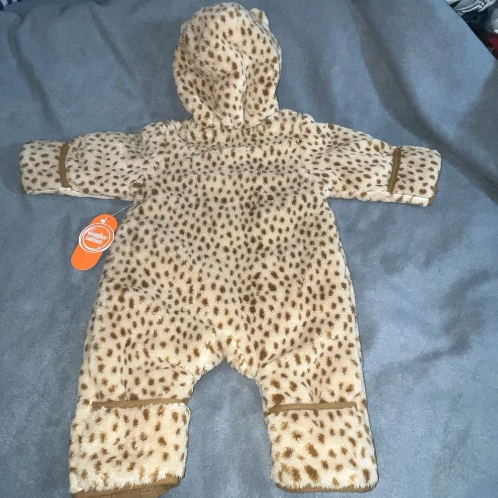NwT Wonder Nation Baby Girls‎ Bunting Pram Snowsuit Cheetah Hooded 3-6 Months